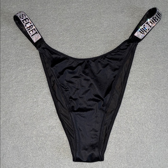 Victoria's Secret Other - Victoria’s Secret Shine Strap Brazilian Panty VS Bling Panties Rare Black NEW